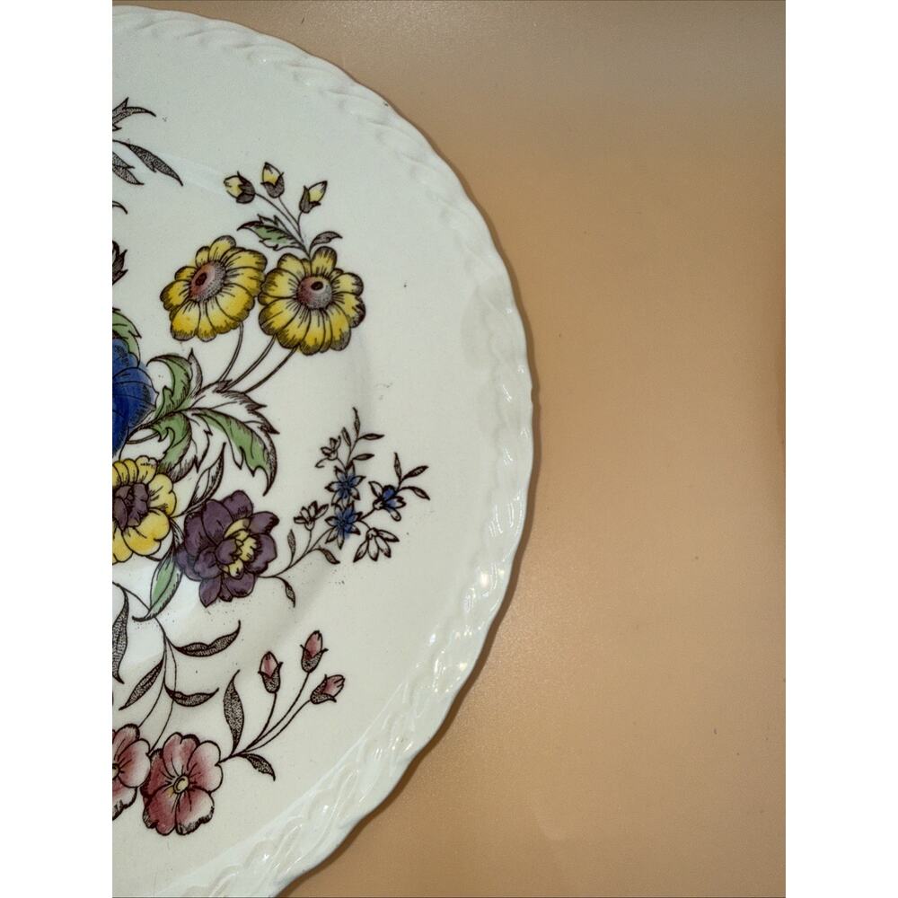 Vernon Kilns May Flower 10.5” Dinner Plates Set of 4 ~ Hand Painted USA - Picture 7 of 11
